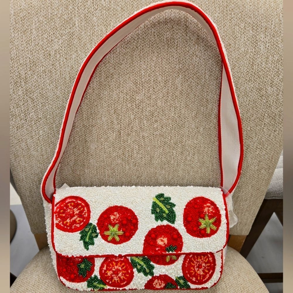 VIRAL Made In India Tomato Beaded Handbag